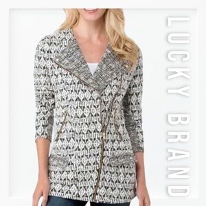 Lucky Brand Marbled Black and White Sweater Coat sz S